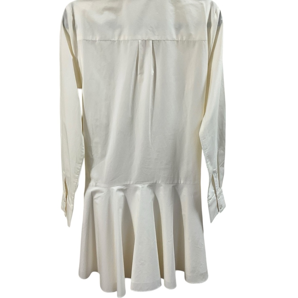 Derek Lam 10 Crosby White Tie-Front Shirt Dress | Peplum Hem ,Chic Minimalist LG - Picture 10 of 16